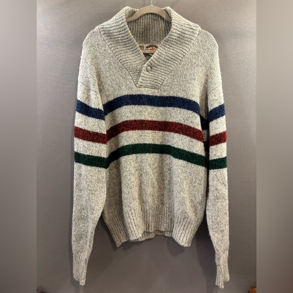 Midwest traders size large sweater knit striped cozy vibes cabin mens oversize